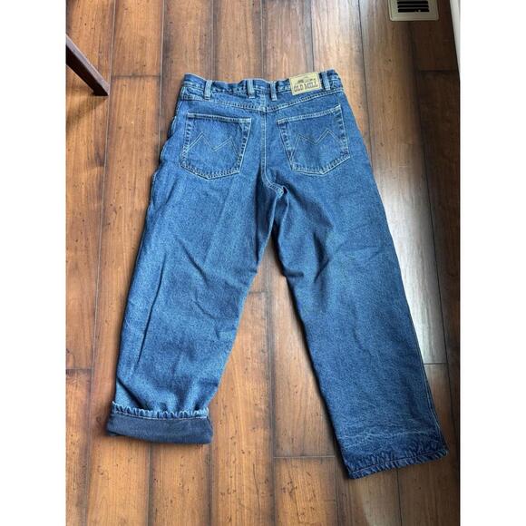 Men’s Old Mill Fleece Lined Denim Jeans 34x30 Dark Wash Warm Winter Cold Weather - Picture 6 of 9